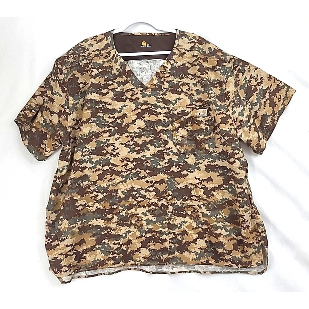 Carhartt Mens‎ Ripstop Utility Scrub Top SiE 3X Digi Camo Khaki Pattern